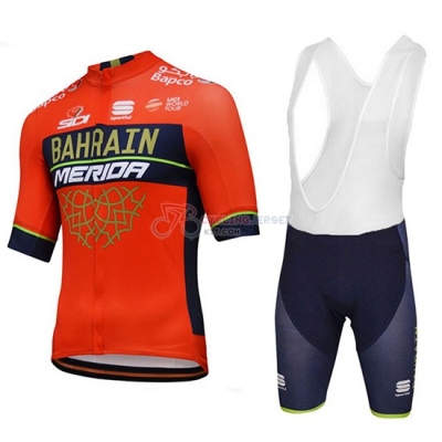 2018 Bahrain Merida Cycling Jersey Kit Short Sleeve red